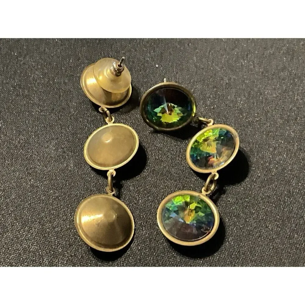 Vintage Gold Tone Watermelo Post Kaleidoscope Earrings
